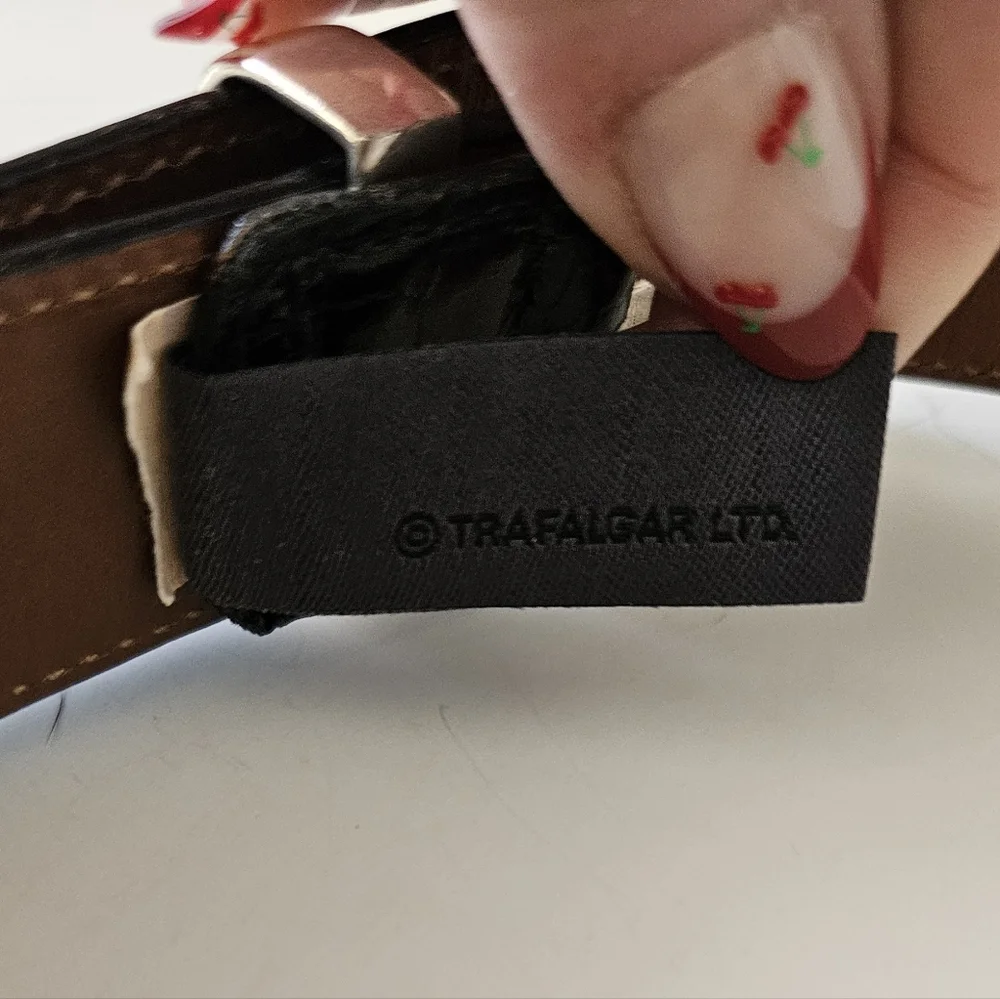 Trafalfar‎ Black Croc Embossed Mens Leather Belt Size 44